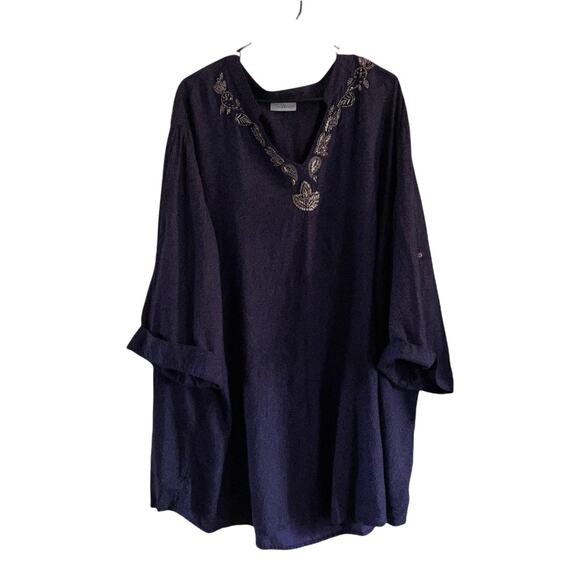 LIZ & Me CATHERINES Royal Purple Blouse with V Neck Design - Picture 2 of 7